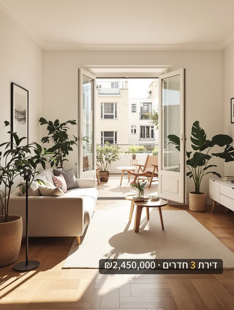 פריים לדוגמה עם כתוביות בעברית — נדל״ן ועיצוב